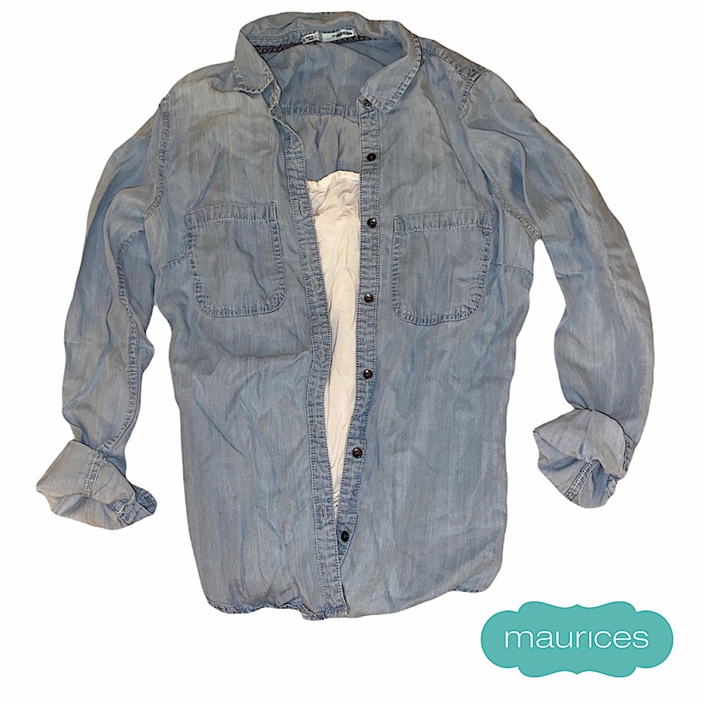 Maurices Sz Small Button Down Top denim looking